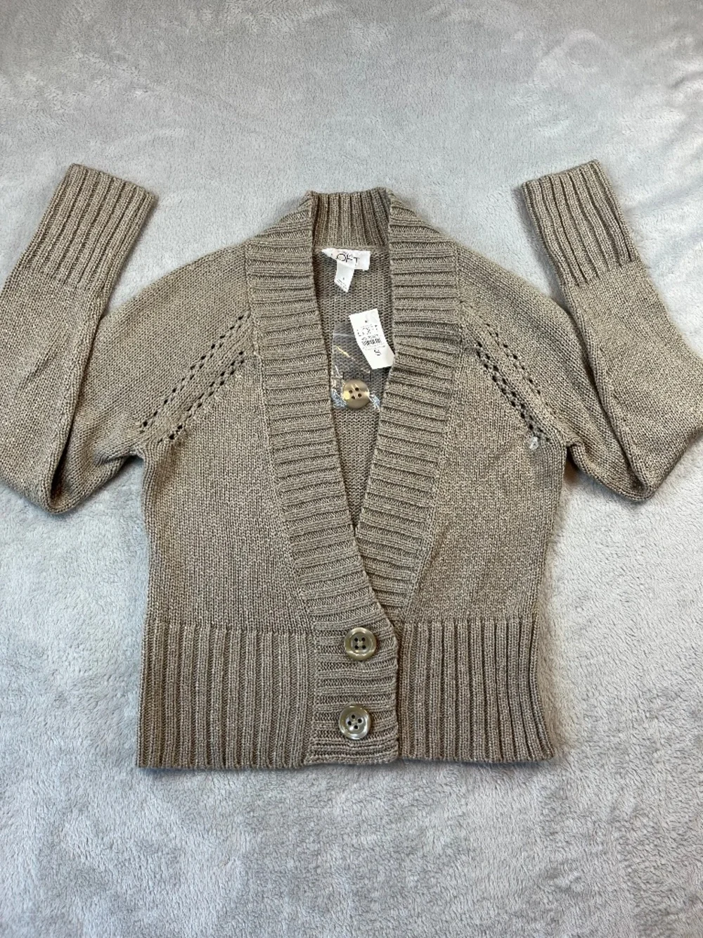 Ann Taylor LOFT sz S Long Sleeve Sweater Coastal Cabincore V-Neck Versatile NWT